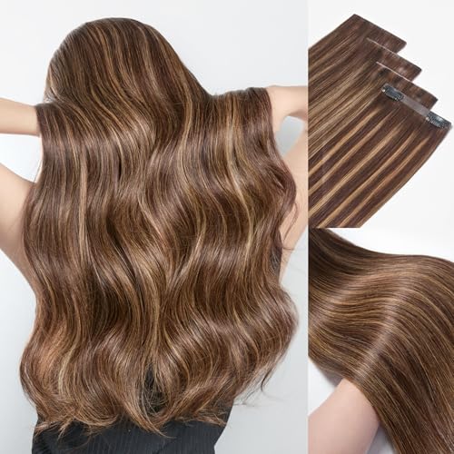 LUVME Invisible Clip in Hair Extensions Real Human Hair, 22