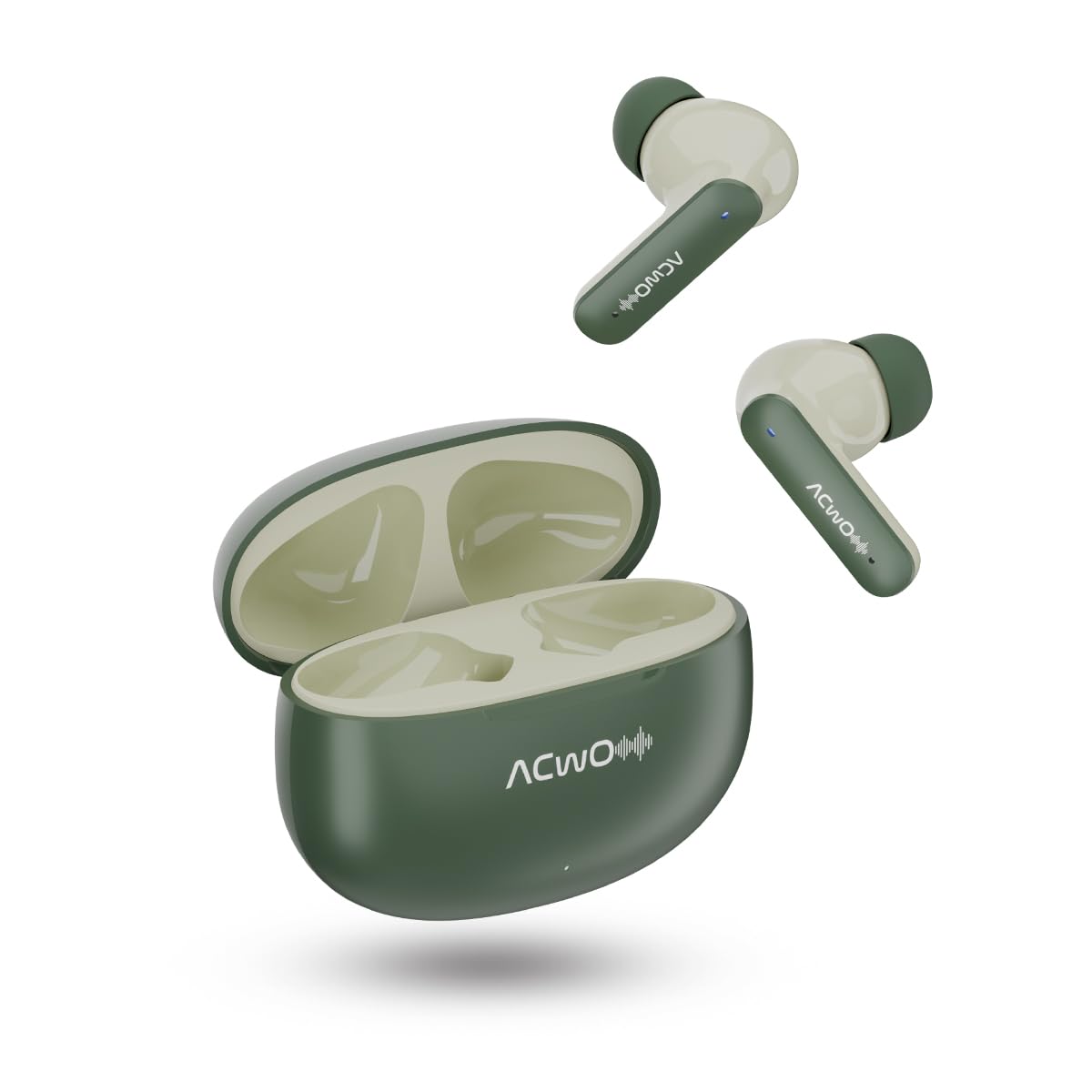 ACwO Dwots 121 Wireless in Ear Earbuds | 55Hrs Playtime | Quad Mics with ENC | Dedicated Gaming Mode | 3 Preset EQ Modes | Bluetooth V5.4 (Sage Green)