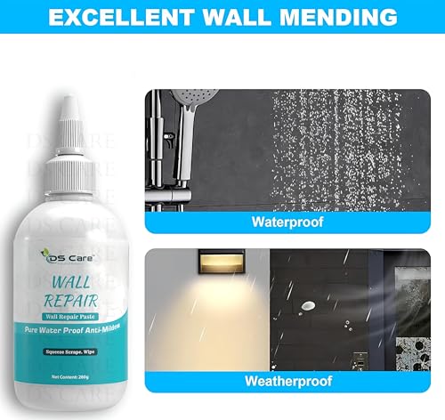 Image of DS CARE Wall Repair Paste Paint Wall Putty Paste Crack Filler for Walls and Joints Wall Mending Agent Wall Repair Paste Damage Wall Crack Filler Paste Waterproof Wall Hole Filler (280gm, White) UNIDSC