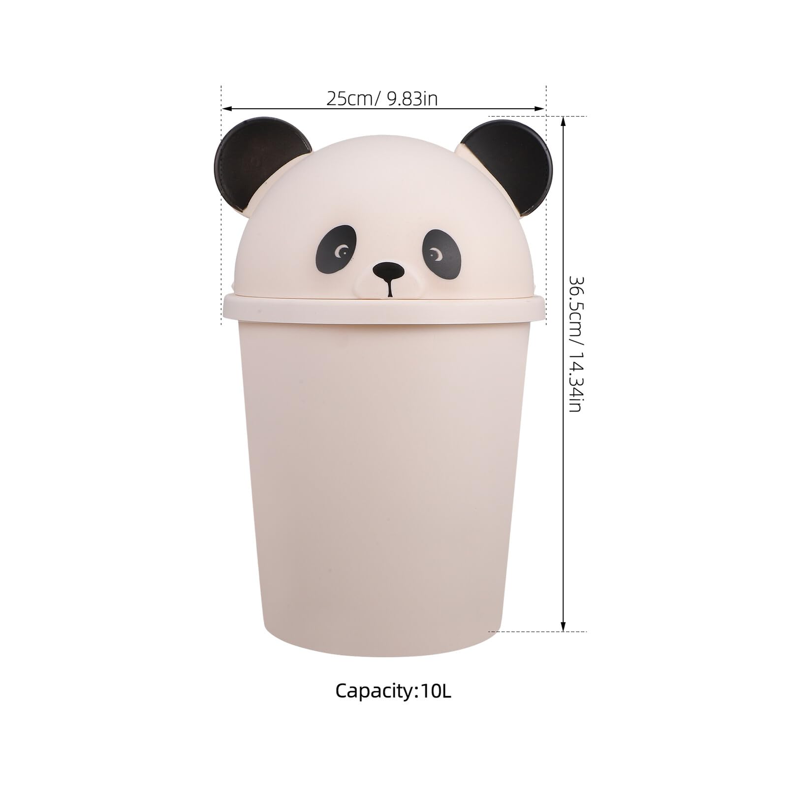 BESPORTBLE Mülleimer mit Deckel Panda 10l aus Kunststoff für Zuhause