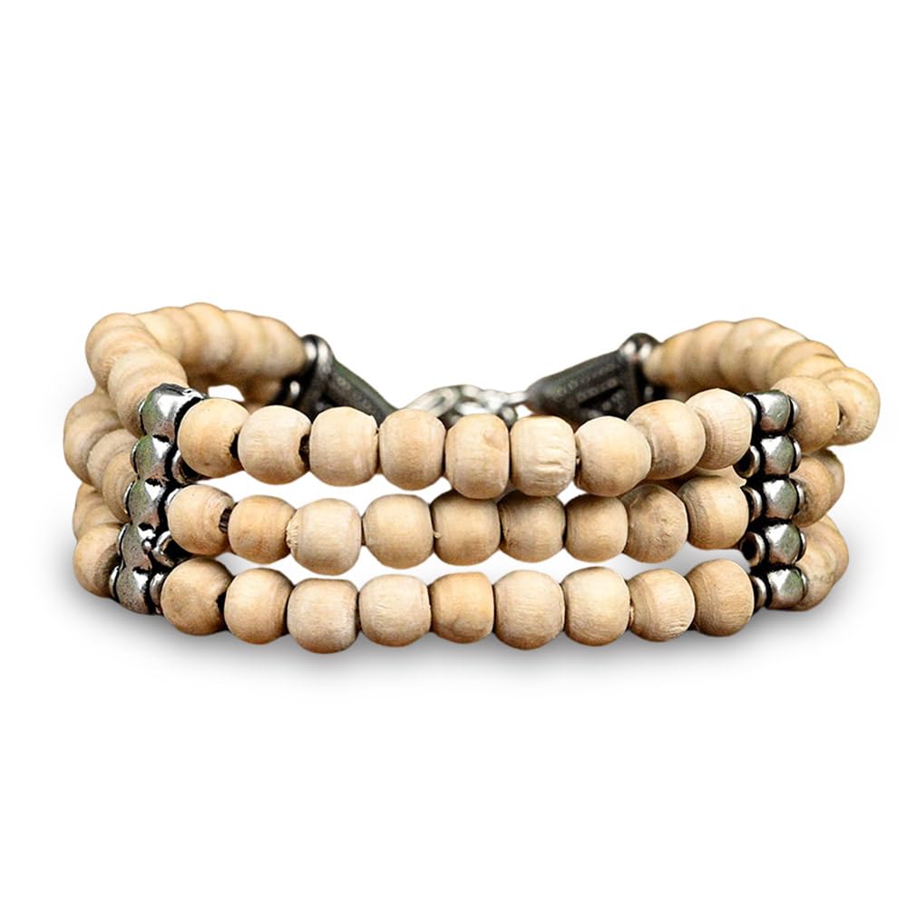 Rudra Centre Triple Layer Tulsi Bracelet with German Silver Spacers & Clasp (6 mm) (B0D7CL6M8H) Amazon Price History, Amazon Price Tracker