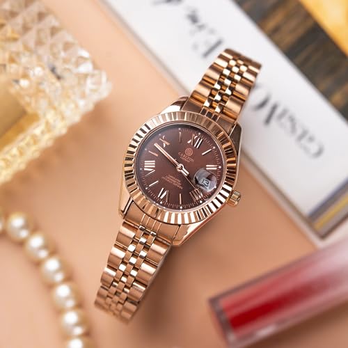 Image of Carlton London Harper Women Analog Watch, Round Dial, Stainless Steel Strap, Quartz Movement, Rose Gold Finish, 30M Water Resistant |