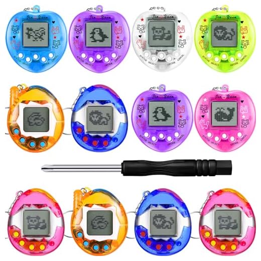 Sosation 12 Pcs Virtual Pets Keychain Virtual Electronic Digital Easter Gift 168 Pets Keychain Easter Game Keyring Retro Handheld Game Machine Nostalgic 90s Toy Party Favor Random Color (Cute Style)