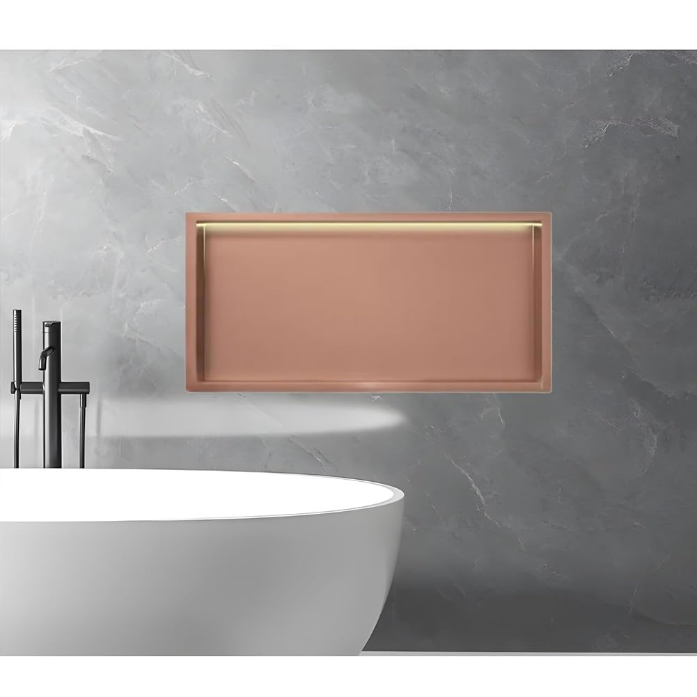 Estante de ducha LED de acero impermeable para montaje en pared, 62 x 32 x 12,5 cm, ideal para uso en el baño