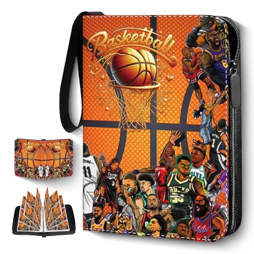 Basketball Cards Binder Trading Card Binder Compatible With Various Sports Cards 440 Cards Capacity 55 Pages PU Portable Collecting Album for Collectors Fans