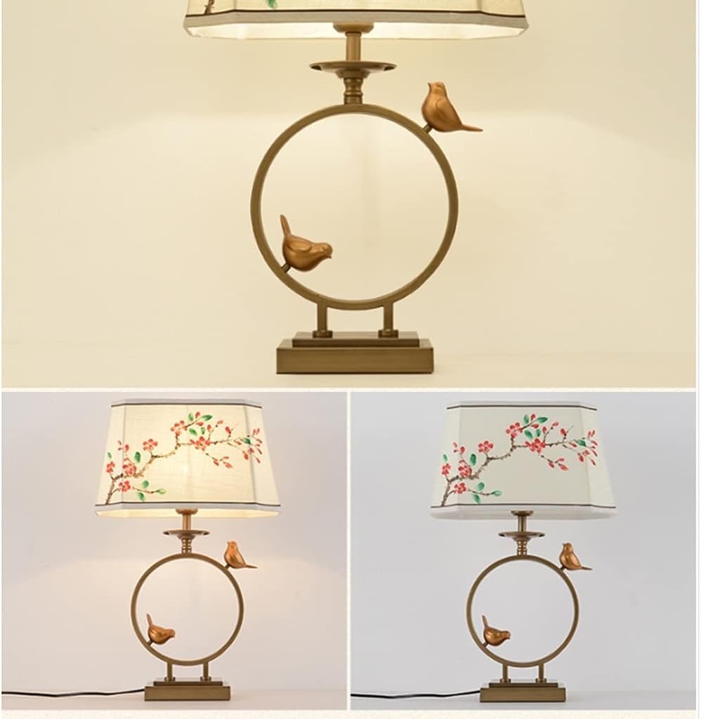 Lampa stołowa Lampy nocne Lampka nocna Malowana ręcznie tkanina Żelazna szafka nocna Salon Gabinet Sypialnia Chiński styl Antyczne biurko (przycisk Sw