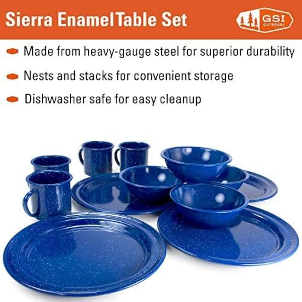 Amazon.com : GSI Outdoors Sierra Enamel Table Set for Four with