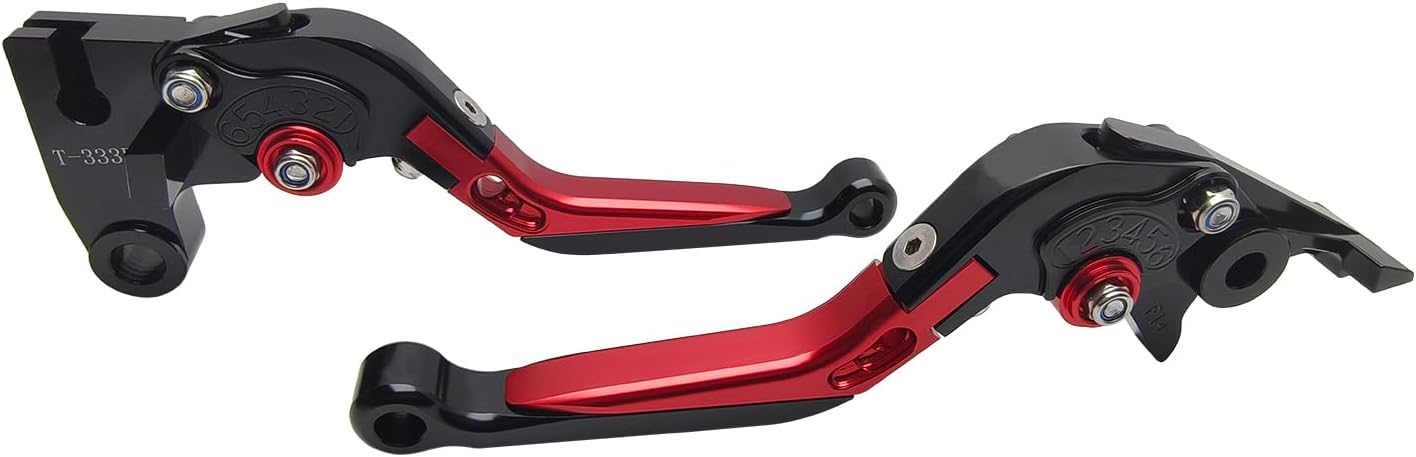 Brake Clutch Lever Set Replacement for Daytona 660 Trident 660 Speed Twin 900 2021-2025, Aluminum Adjustable Motorcycle Handlebar Brake Handle Extendable Long Levers(Black Red)