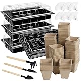 Aodaer 247 Pack Seed Starter Kit Including Peat Pots for Seedlings Seed Starter Tray with Plant Labels, Tool, Plastic Growing Trays Germination Tray Paper Seedling Cups for Indoor Outdoor Garden