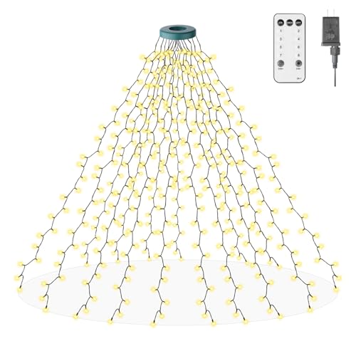 TOPPORTED 400 LEDs Christmas Tree Lights LED Christmas Lights with 8 Light Modes Timer& Memory Function Remote Control 16 Strands 6.6FT String Light for Wedding Home Party Xmas Tree Decor Warm White