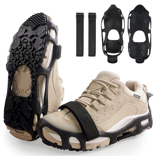 Spikeless Ice Cleats Anti-Slip Shoe Grip Crampons for Slick Wet Slippery Surfaces, Slip On Ice Shoes Cleats, Anti Slip Roofing Shoes Grippers Rubber Tread Overshoes for Indoor Outdoor Use