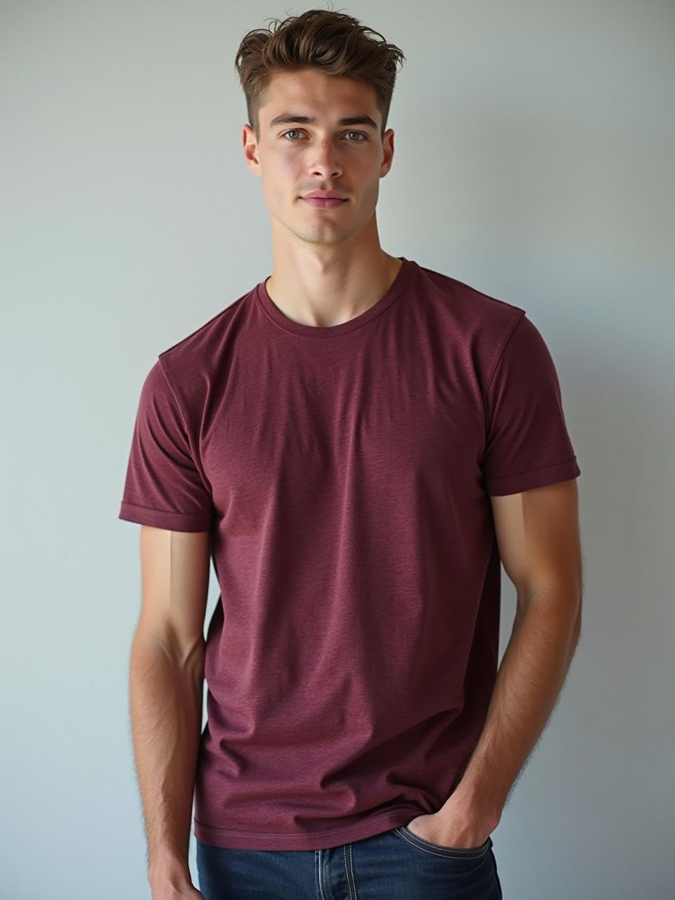 Men’s Premium Heather Crew Neck Tshirt Ring-Spun Cotton Blend Tee Lightweight Classic Athletic Fit Short Sleeve Plain T-Shirt - Image 3