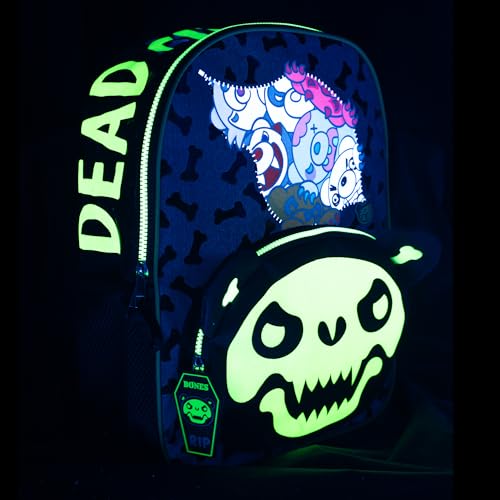Image of AI ACCESSORY INNOVATIONS Deddy Bears Bones Plush Glow in The Dark Backpack for Girls & Boys, Creepy Cute 16 inch School Bag, Black