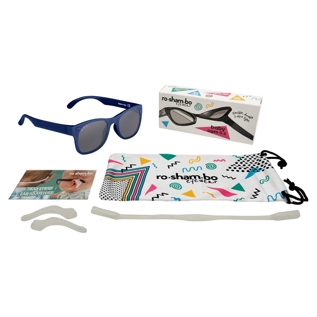 Roshambo Junior Shades 5-12 anni 100% protezione UVA/UVB completamente infrangibile occhiali da sole (Simon Navy)