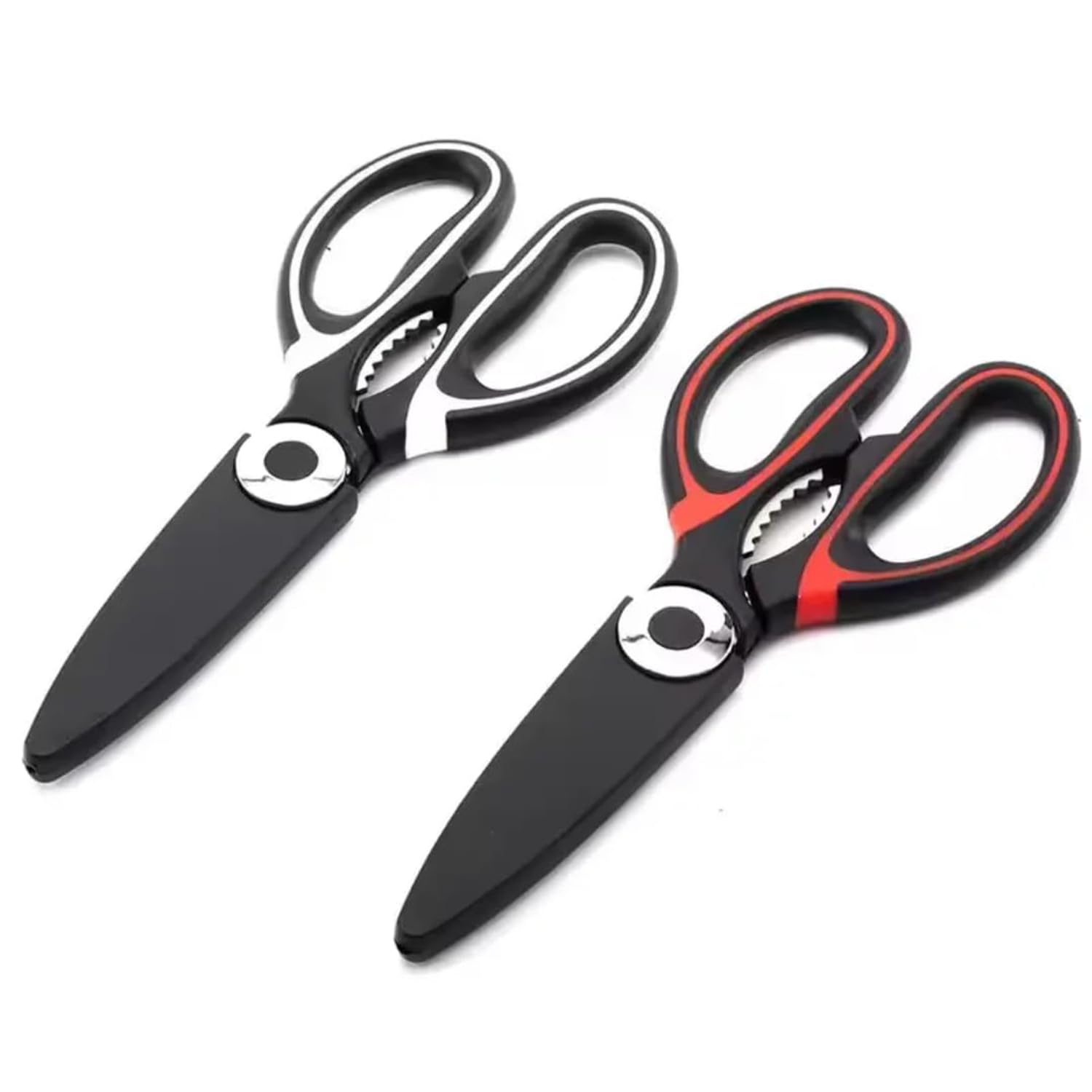 JLJLcio Kitchen Shears 2-Pack – Heavy Duty Stainless Steel Scissors with Protective Covers, Sharp & Sturdy, Dishwasher Safe Food Shears for Chicken, Poultry, Fish, Meat, Herbs & BBQ – For Home 4