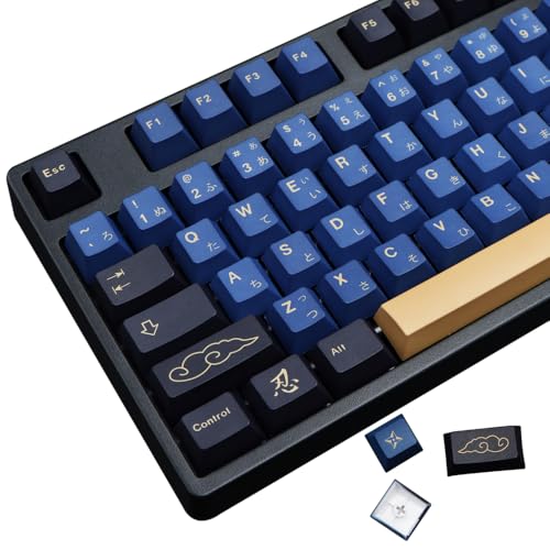 Image of MOLGRIA Blue Samurai Keycaps, 129 Set PBT KeyCaps for Gaming Keyboard, Cherry Profile Dye Sublimation Custom Keycaps with Puller for Gateron Kailh Cherry MX Switch 104 /87 /71 /61 60 Percent Keyboard