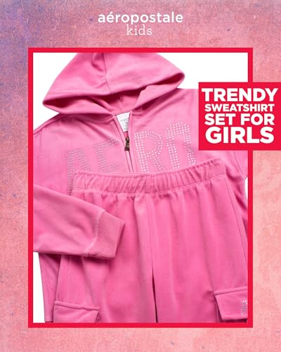 AEROPOSTALE Girls Sweatsuit Set - 2 Piece Zip Up Hoodie Sweatshirt and Flare Cargo Pants Outfit - Girls Activewear Set (4-12)2