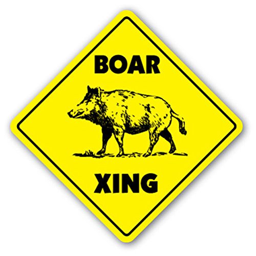 Boar Crossing Sign Xing Gift Novelty Pig Hog Wild Hunter Hunt Tusk Trap Kill Sticker 8"x8"