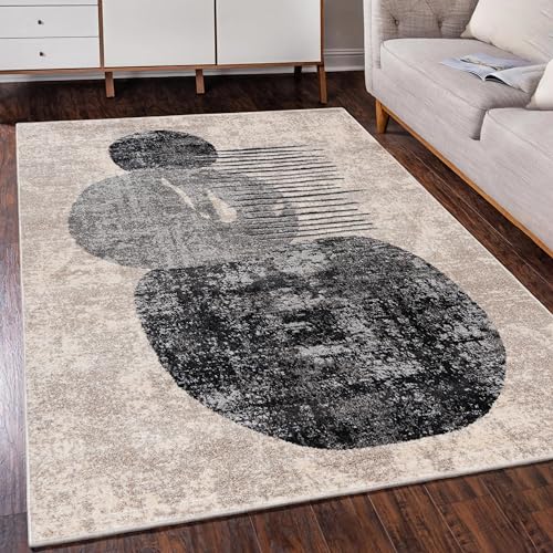 Mazovia Alfombra Moderno Geométrico - Diseño Moderno de Salón Pelo Corto - Alfombras Diseño Minimalista - Alfombra de Matrimonio, Dormitorio - Oeko-Tex - Beige Gris 120 x 170 cm