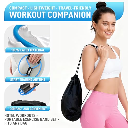 Image of Figure 8 Resistance Bands for Arm, Back - 3-Level Latex Heavy Exercise Bands with Handles for Strength Training, Full Body Workout, Physical Therapy, Pilates, Yoga, Home Gym Equipment for Women