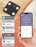 Healthkeep Waga z dużym wyświetlaczem VA, 15 danych ciała z pulsem, inteligentna waga kompatybilna z iOS i Androidem, maks. 180 kg/28 cm, granatowa