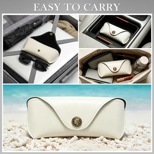 Image of SUNGAIT Vegan Leather Glasses Case Portable Sunglasses Holder Hard Shell Slim Design Travel-Ready