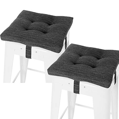 baibu Set of 2 Square Seat Cushion, Super Soft Bar Stool Square Seat Cushion with Ties - Cushion Only (Gray-Black, 12" (30CM) 2PC)