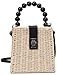 QZUnique Women Straw Hangbag Beach Crosbody Bag PU Strap Handmade Rattan Shoulder Bag Beads Top Handle