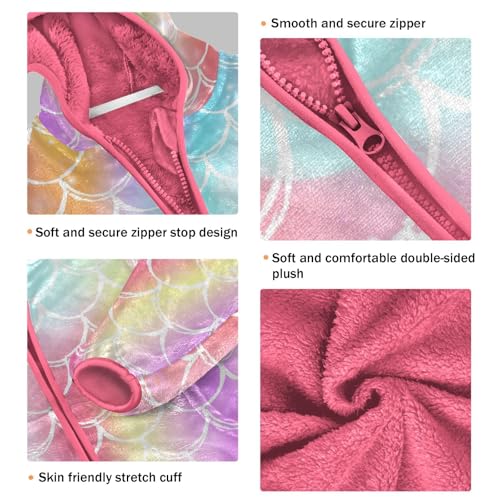 OTVEE Rainbow Fish Scale Kids Hoodie Jacket Fall Spring Full Zip Warm Outwear Coat3