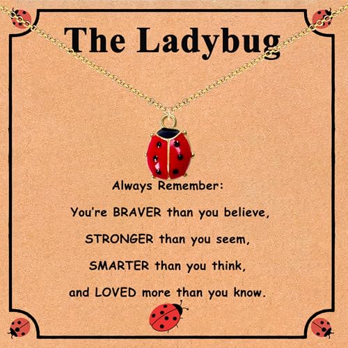 GIAYIER Good Luck Ladybug Necklace for Women Girls Cute Ladybug Gifts Jewelry Ladybug Charm Inspirational Gift for Ladybug Lovers