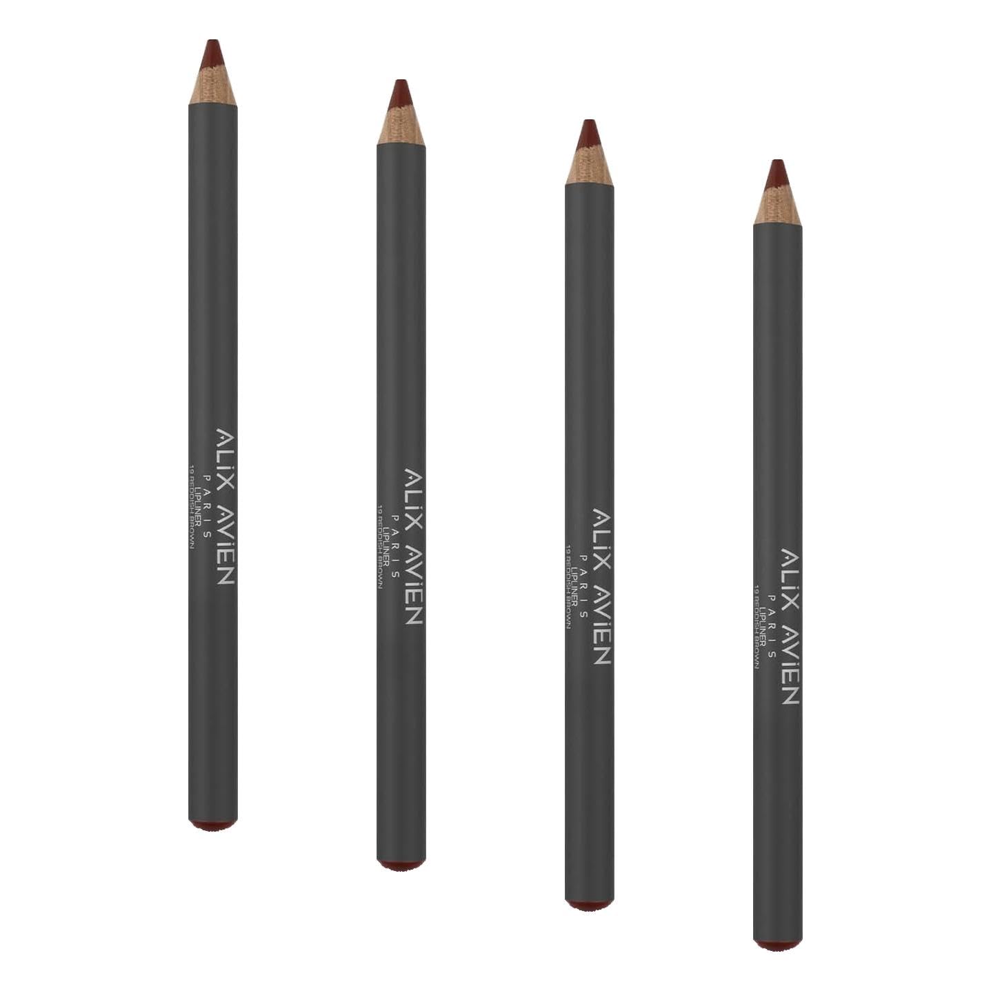 ALIX AVIEN Uzun Süre Kalıcı Dağılma Yapmayan Nemlendirici Dudak Kalemi - Lipliner Pencil 19 Reddish Brown (4 paketi)