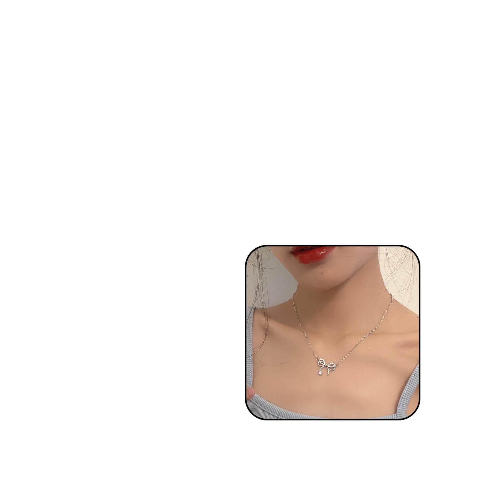 Amazon.com: MEMFALL Bow Necklace for Women Cubic Zirconia