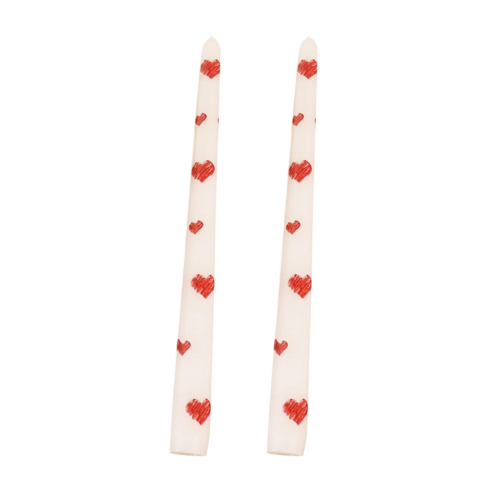 Taper Sticks Heart Print Sticks Unscented Decorative Candlesticks Holiday Party Dinner Table Decorations Heart Taper