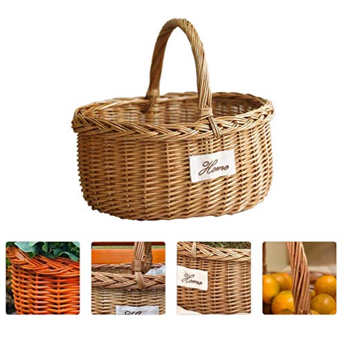 NICEXMAS Cesta de Salgueiro Com AlÃ§a Cestas de Fazenda Cesta de Piquenique Cesta de Presente para C