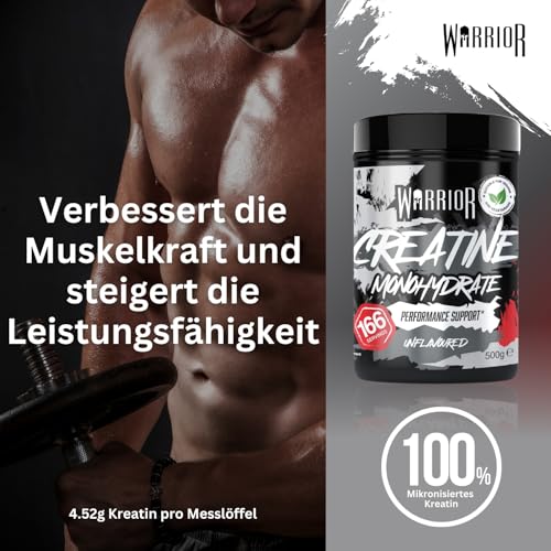 Warrior Creatin Monohydrat Pulver 500 g, Kreatin Vegan – Geschmacksneutral 3 g pro Portion, 166 Portionen, mikronisiert, ohne Zusatzstoffe… – Ansicht 6
