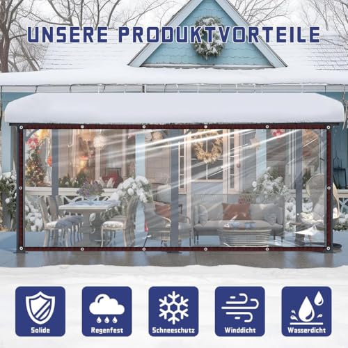 Bâche en vinyle PVC imperméable avec œillets transparente pour extérieur