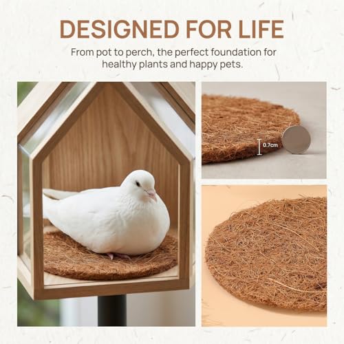 Image of OUNONA Coconut Fiber Bird Nesting Pads 10 Pack Round Pigeon Nest Liner for Egg Laying Breeding Warm Nest Support for Parrot Chicken Bird Cage Accessories 5.90 in