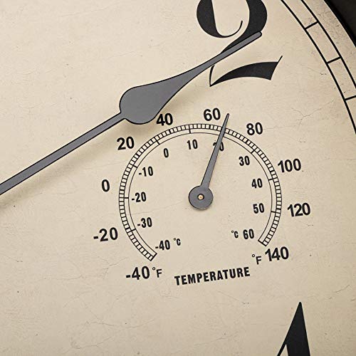 Foxtop Indoor Outdoor Waterproof Wall Clock With Thermometer And Hygrometer Combo, 12 Inch Retro Silent Non-Ticking Battery Operated Quality Quartz Round Clock For Patio Home Decor (Bronze) #TOP5
