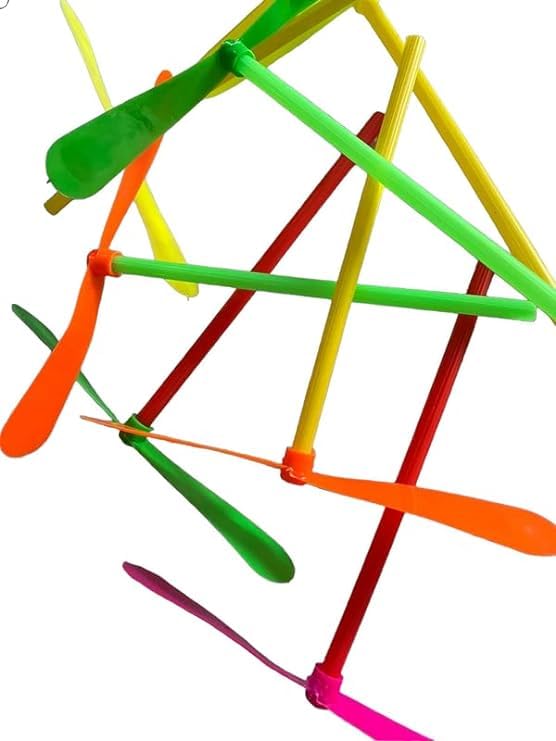 LITTLEMORE Fly Wheel Sky Flier Dragonfly Plastic Flying Saucers Pull String Spinning Wheel Toy for Kids (Multicolour, Pack of 6)