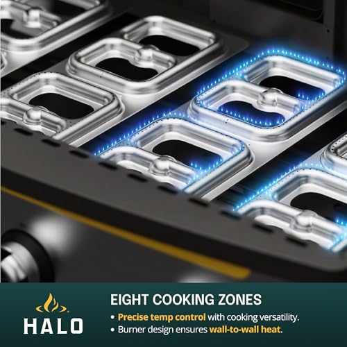 Image of HALO Elite4B Outdoor Griddle | 4 Burner, 8 Cooking Zones | 720 sq. in. (36″ x 20″) Wind-Proof Cooking Surface | Propane Gas Grill | HZ-1001-XNA