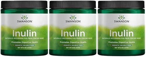 Swanson Inulin - Polvo de fibra soluble prebiótica que promueve la salud digestiva - FOS de origen natural de raíz de achicoria que apoya el