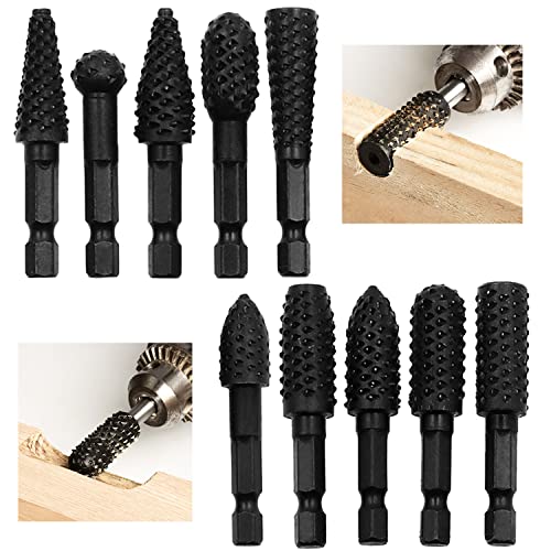 10 Pièces Fraise bois, Ensemble de Râpes Rotatives pour Fraises 6.35 mm, Forets De Râpe à Bois en Carbure de Tungstène, Forets de Gravure Meulage D'artisanat en Bois, pour Sculpture sur Bois Cover