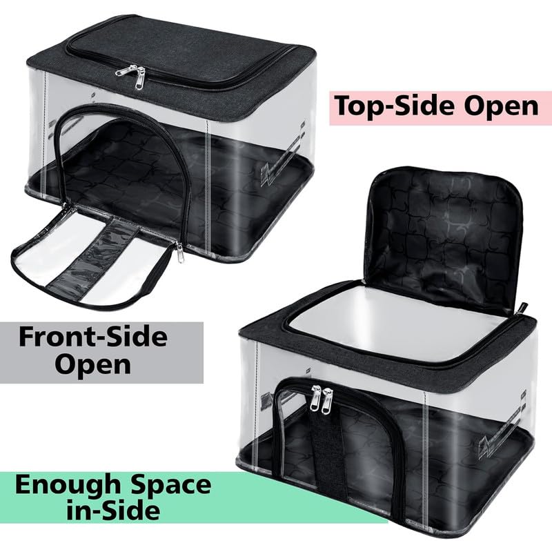Image of Shibui Storage Bags With Cover And Double Zipper Closure For Clothing Protector Wardrobe Organiser.Black(Pack of 3)