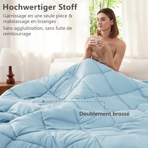 CozyLux Bettdecke 240x260 cm Hellblau für 4 Jahreszeiten – Ansicht 2