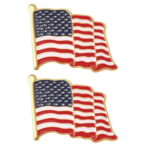 Image of 2 Pcs American Flag Pin,Unisex US Patriotic Badge for Men & Women,Premium Quality, Perfect for Veterans, Independence Day & Daily Wear