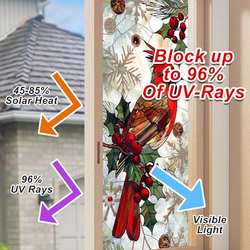 Vinilo Decorativo Navideño HOMETITUTE 17.7x39.3 pulg Pájaro Rojo miniatura 4