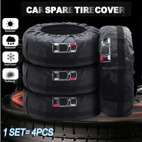 Geloo Reifentaschen Set 13-17 Zoll 4 Stück Reifenaufbewahrung Waterproof Staubdicht Autoreifenabdeckungen Reifenaufbewahrungstaschen für Sauberer Transport und Lagerung (Durchmesser 66 cm)