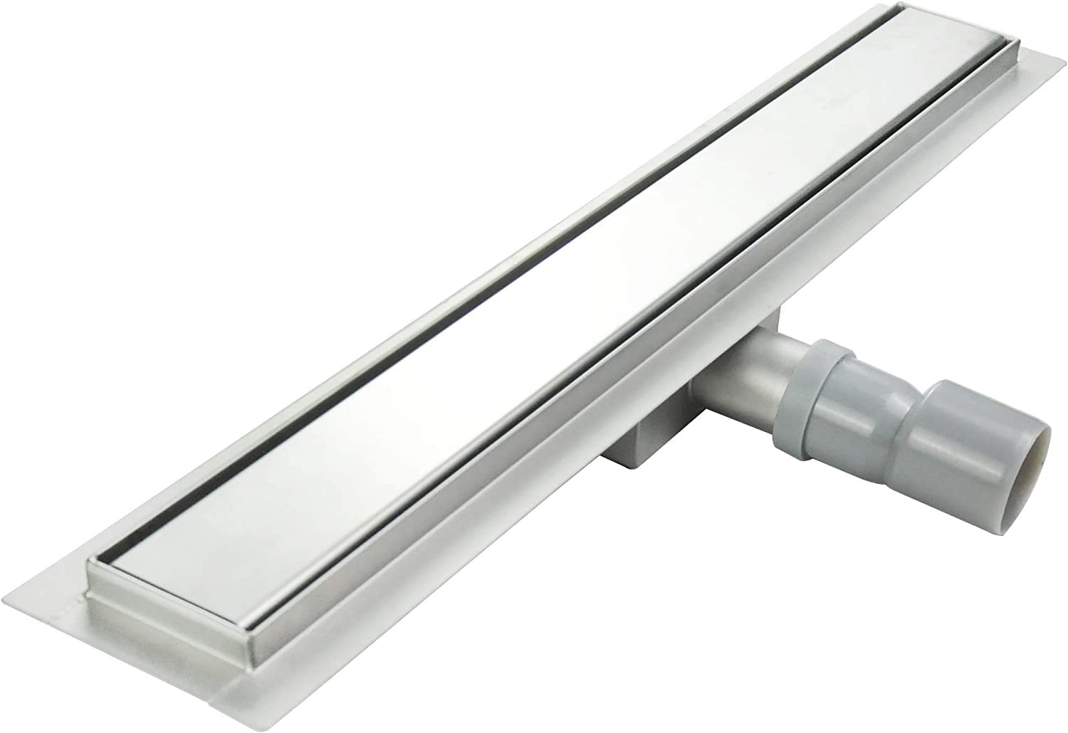 Canaleta de Ducha Rectangular de Acero Inoxidable Ultra Plana Medida 110cm - Modelo R1 Desagüe de Borde plateado