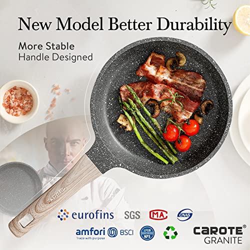 Carote Skillet, Non Stick Granite Egg, Omelet Frying Pans, Stone Cookware Chef's Pan, Pfoa Free,Induction Compatible (Classic Granite, 8-Inch) #TOP2