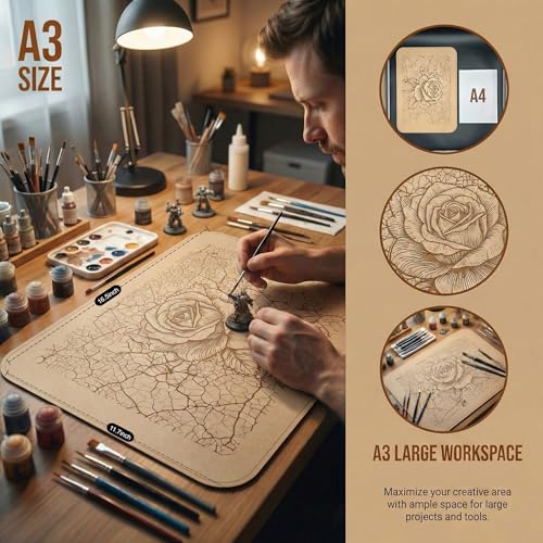 Image of A3 Large Dry Brush Palette for Miniature Painting, Texture Palette to Remove Excess Paint & Control Moisture, Brush-Safe Surface for Warhammer 40k, D&D Figures & Model Kits